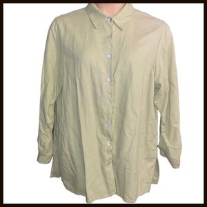 Women’s Casual Corner Annex Linen Button-down 1X Green